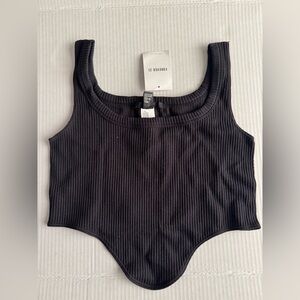 Forever 21 Black Ribbed Pointed Hem Crop Tank